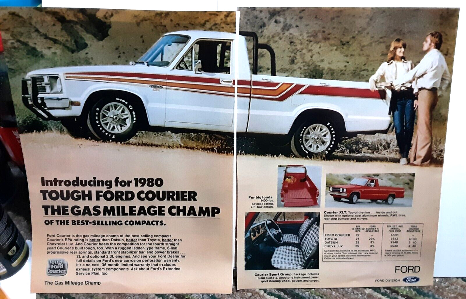 1979 1980 Ford Courier Truck Original Print Ad 70s