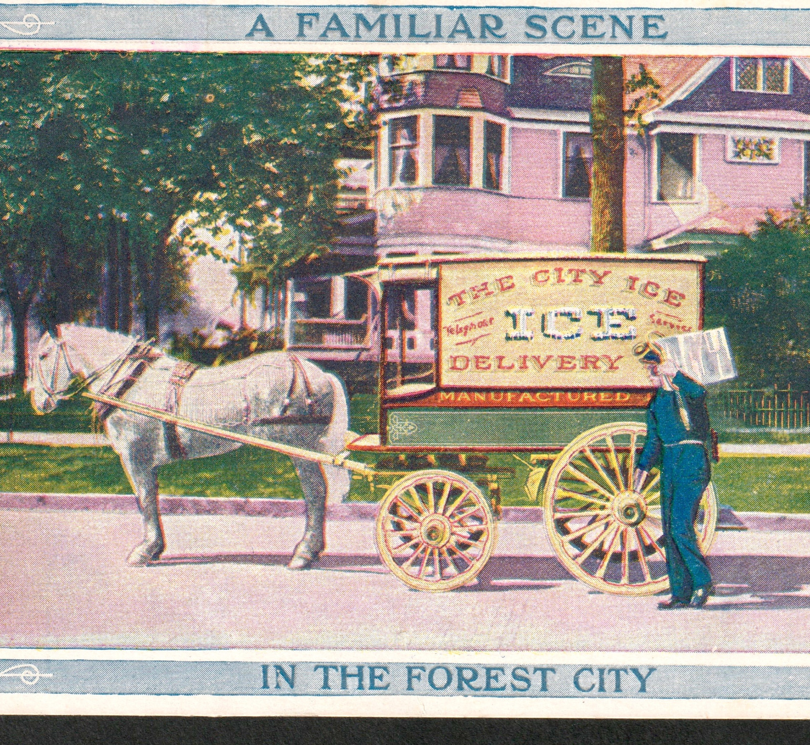 Cleveland Forest City Ice Delivery Wagon New England Building Advertising Card