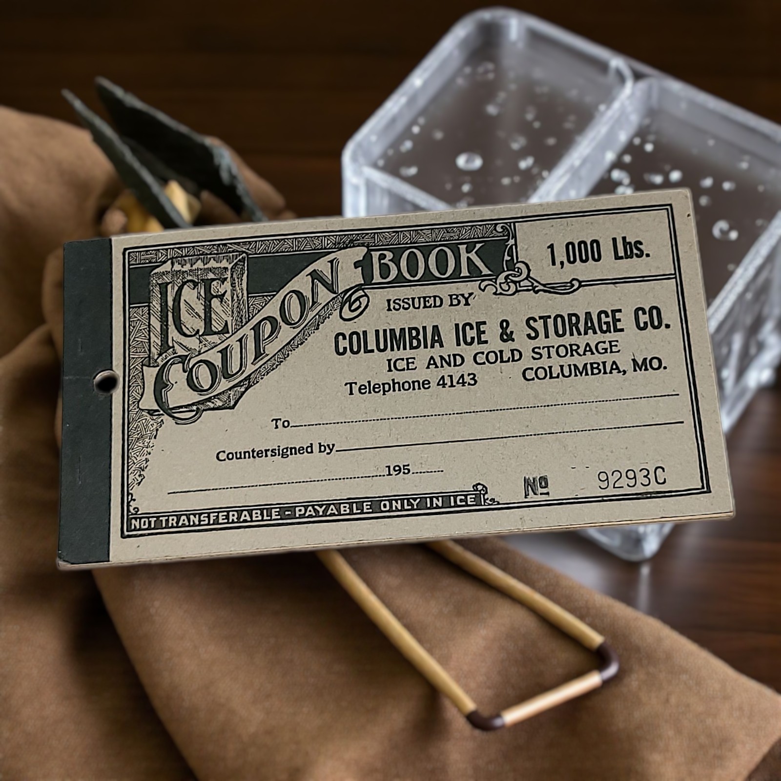 1950’s Complete 1000 Lbs Ice Coupon Book Columbia, MO
