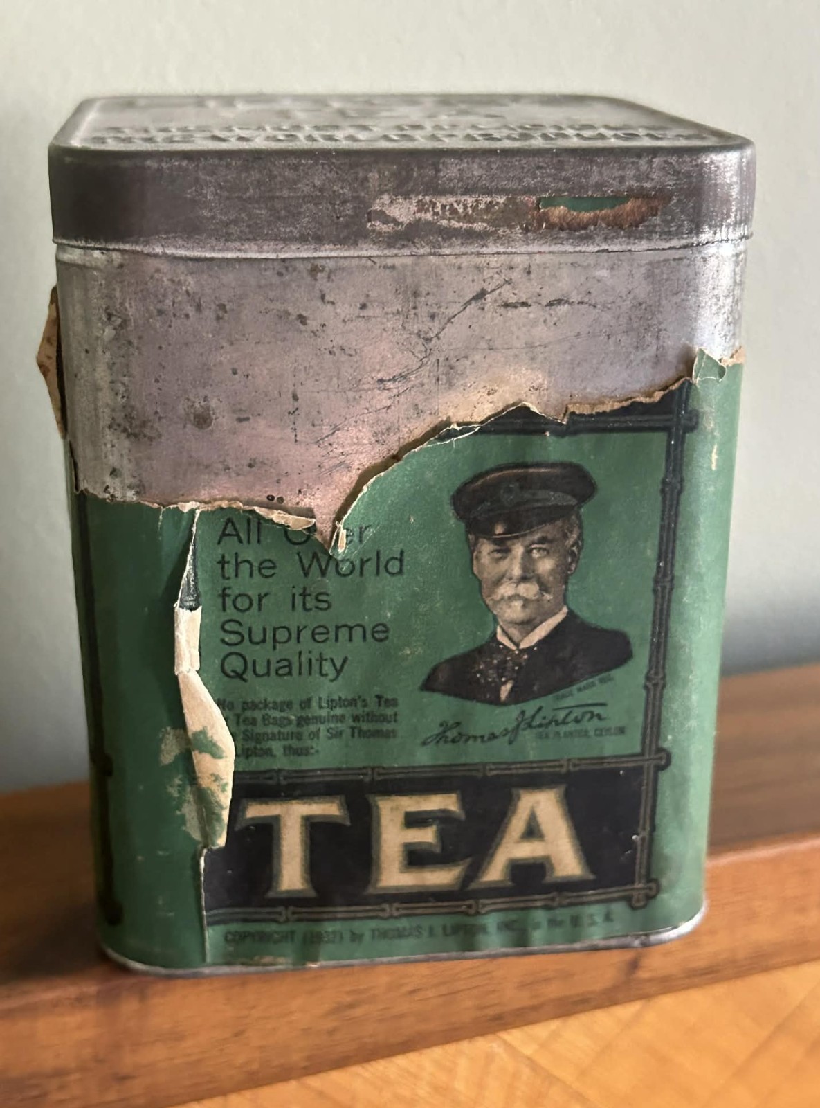 Antique Lipton Tea Tin – 1915 San Diego Gold Medal – Chief Ceylon Offices G+/VG