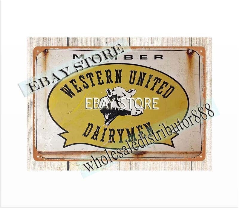Western United Dairymen Members dairy farm cow cattle metal tin sign bar signs