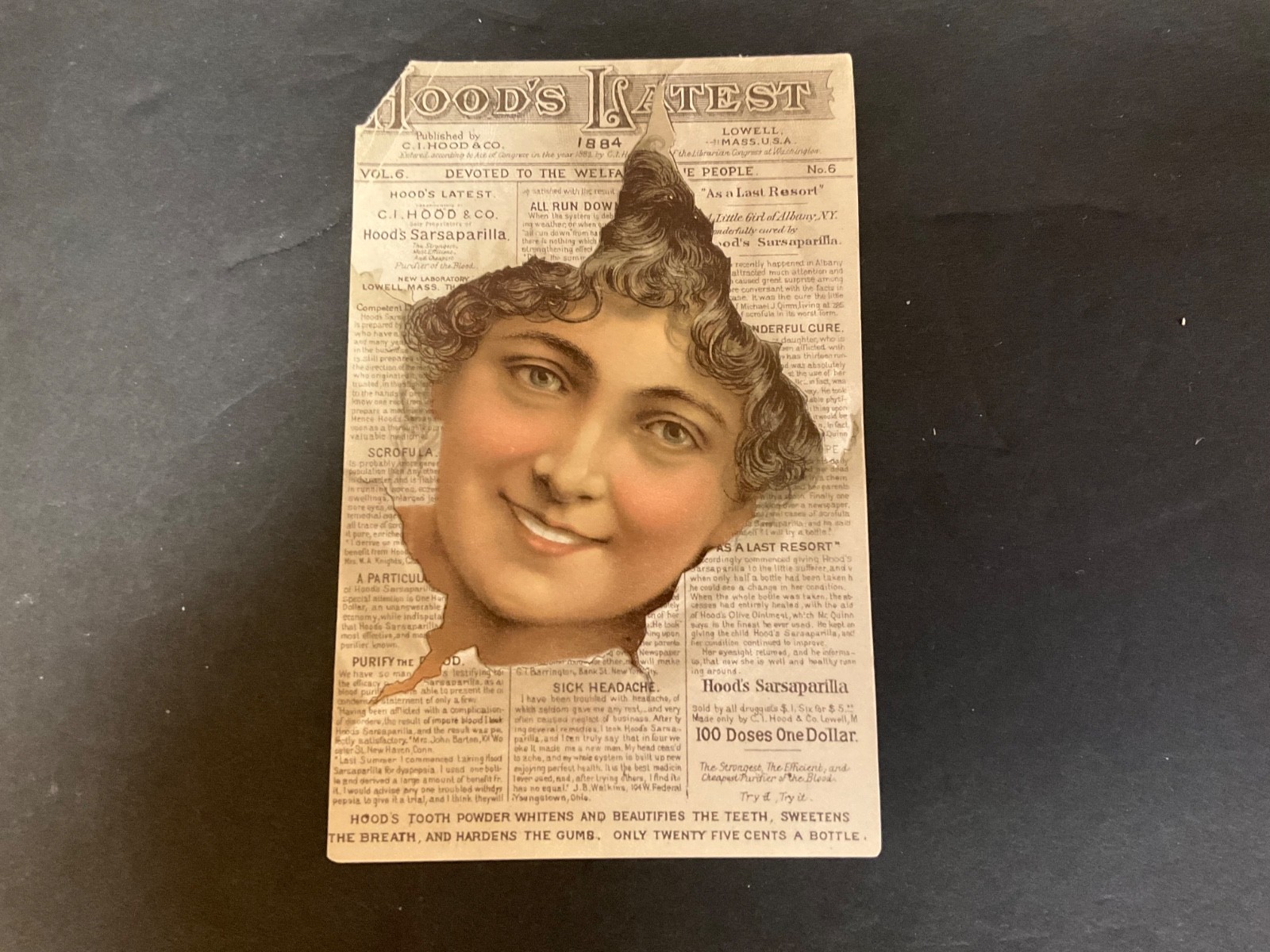 Victorian Trade Card HOOD’S SARSAPARILLA LOWELL MA