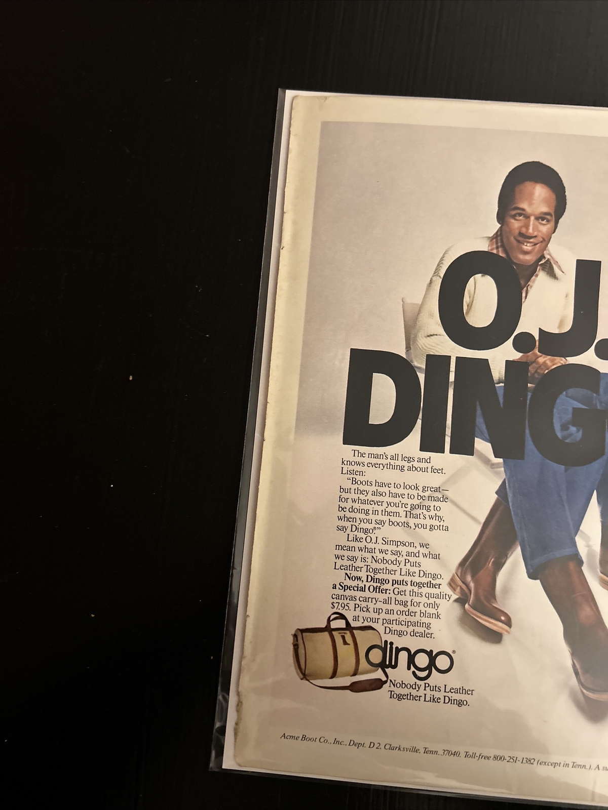 OJ Dingo Boots OJ Simpson Leather Three Legs 1978 Vintage Magazine Print Ad!
