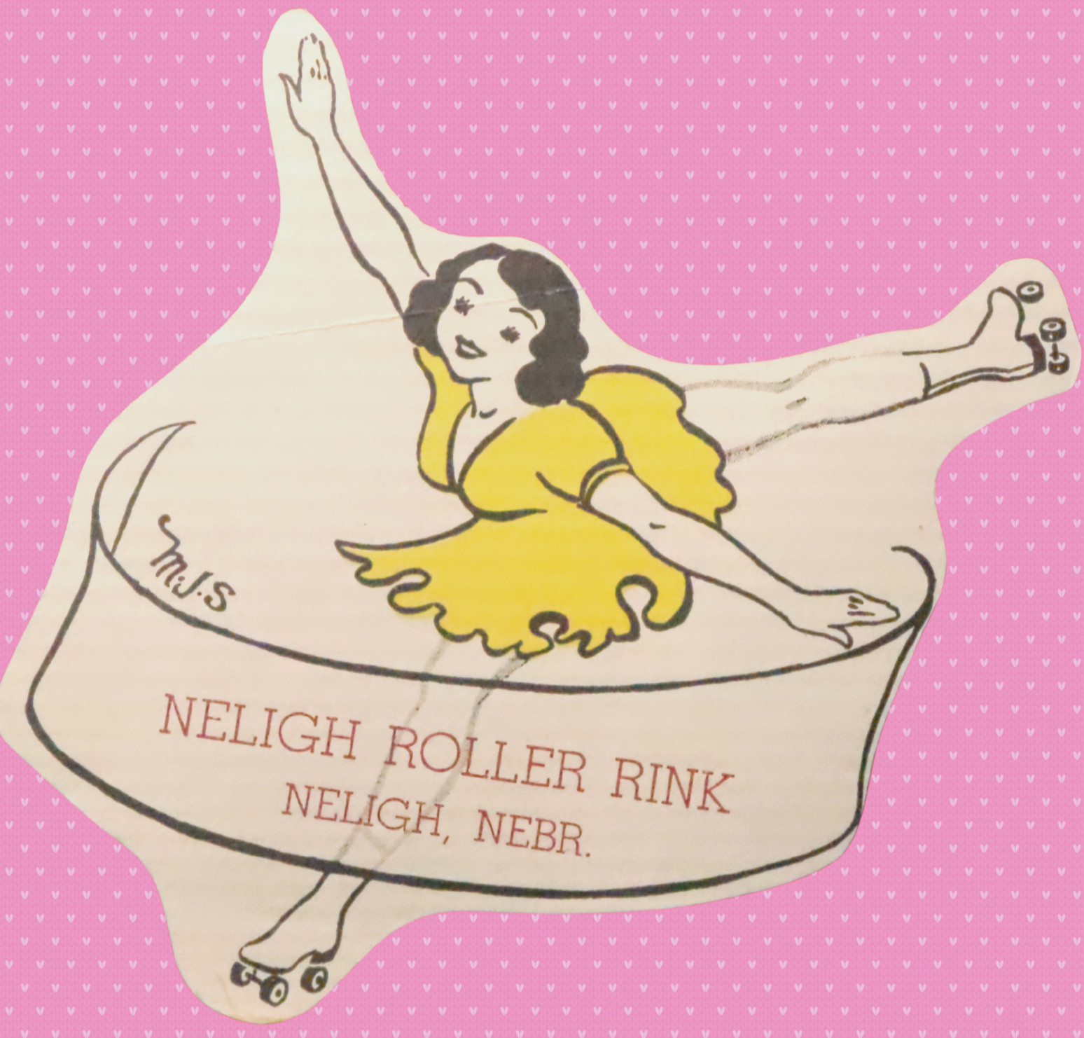 Neligh Nebraska 1940s Roller Skating Rink Sticker Skate Label Signed MJS Rare