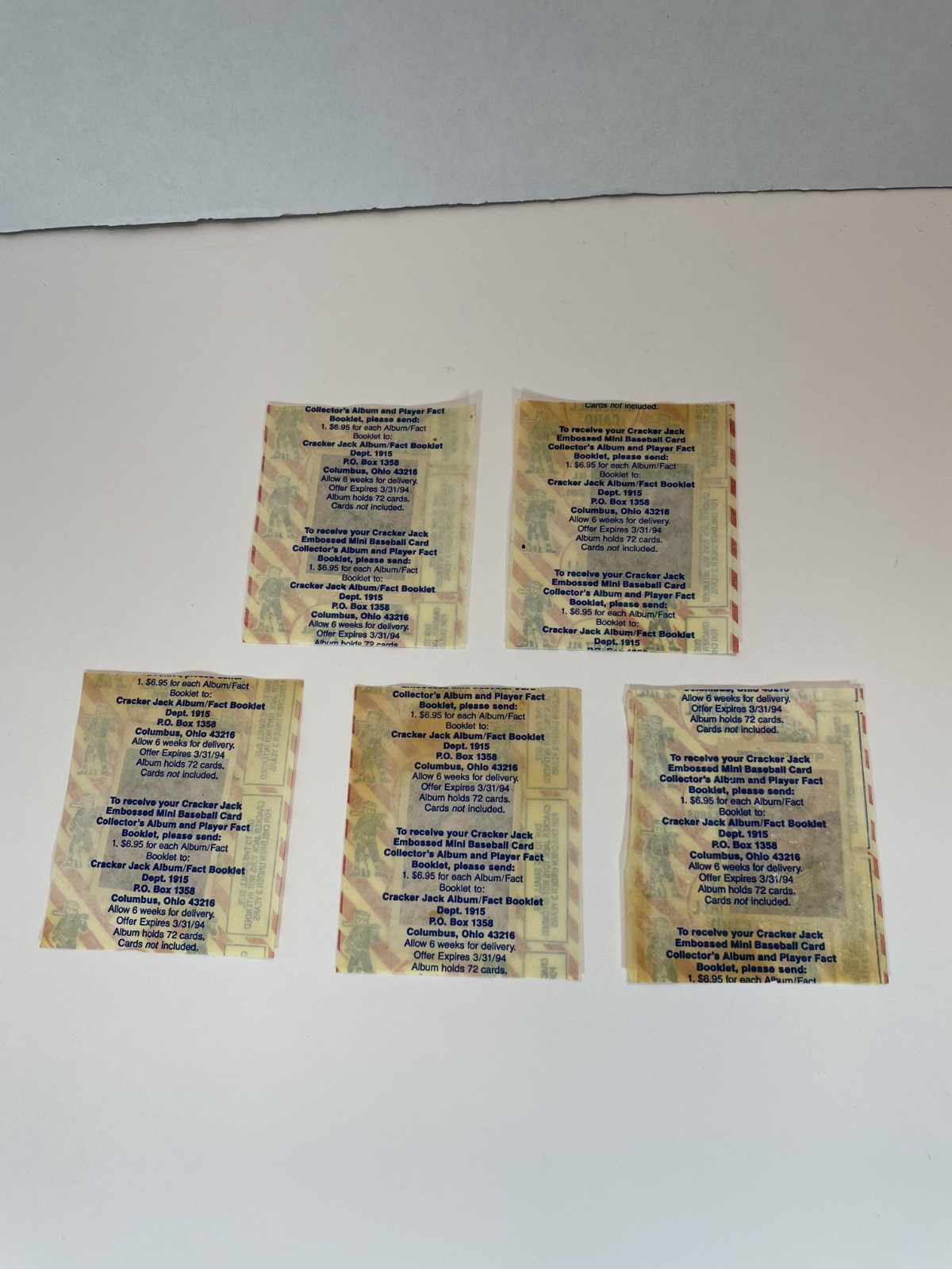 1993 Cracker Jack 1915 Replica Baseball Prize Set Lot #’s 5 & 15-18