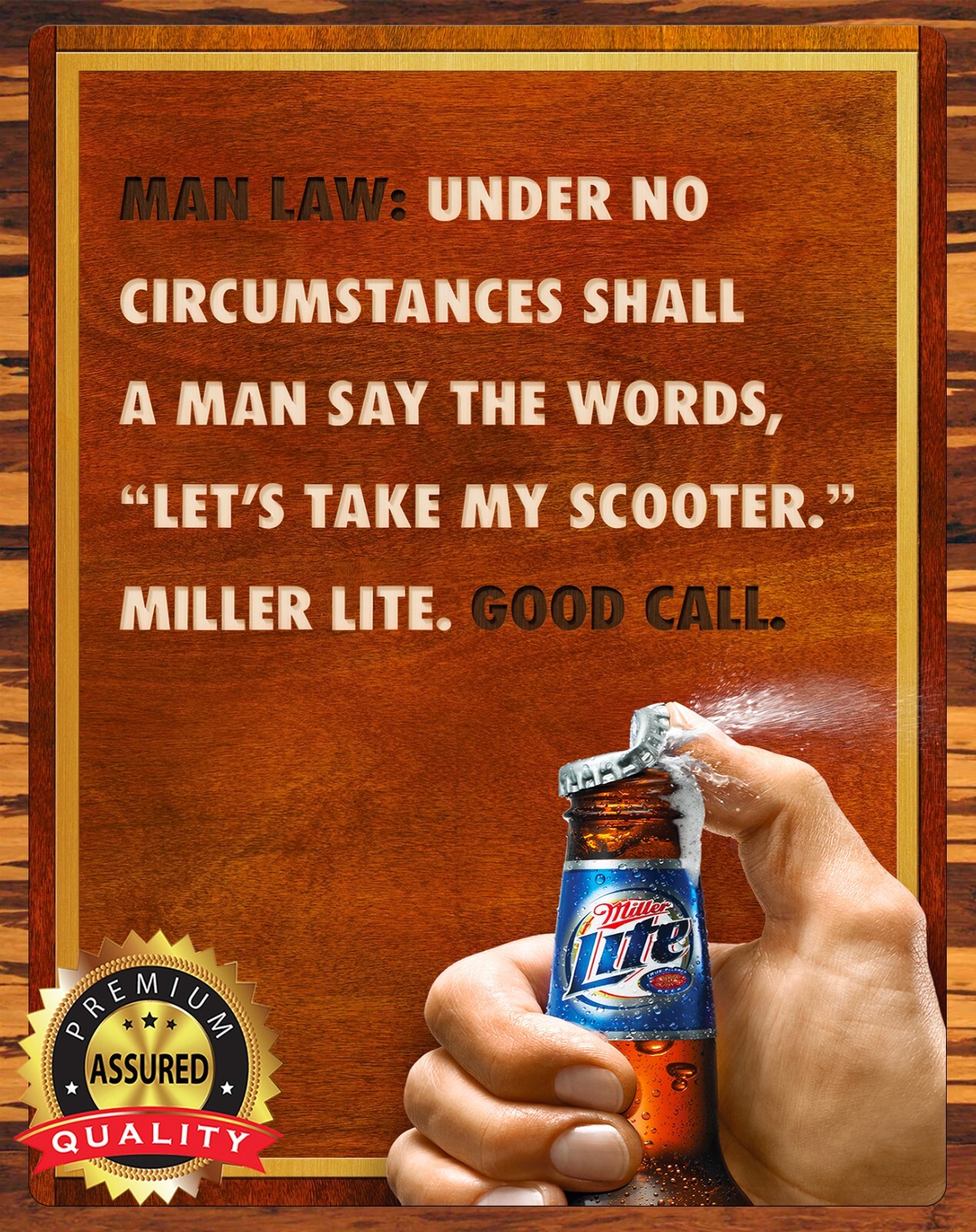 Miller Lite – Man Law – Rare – Metal Sign 11 x 14