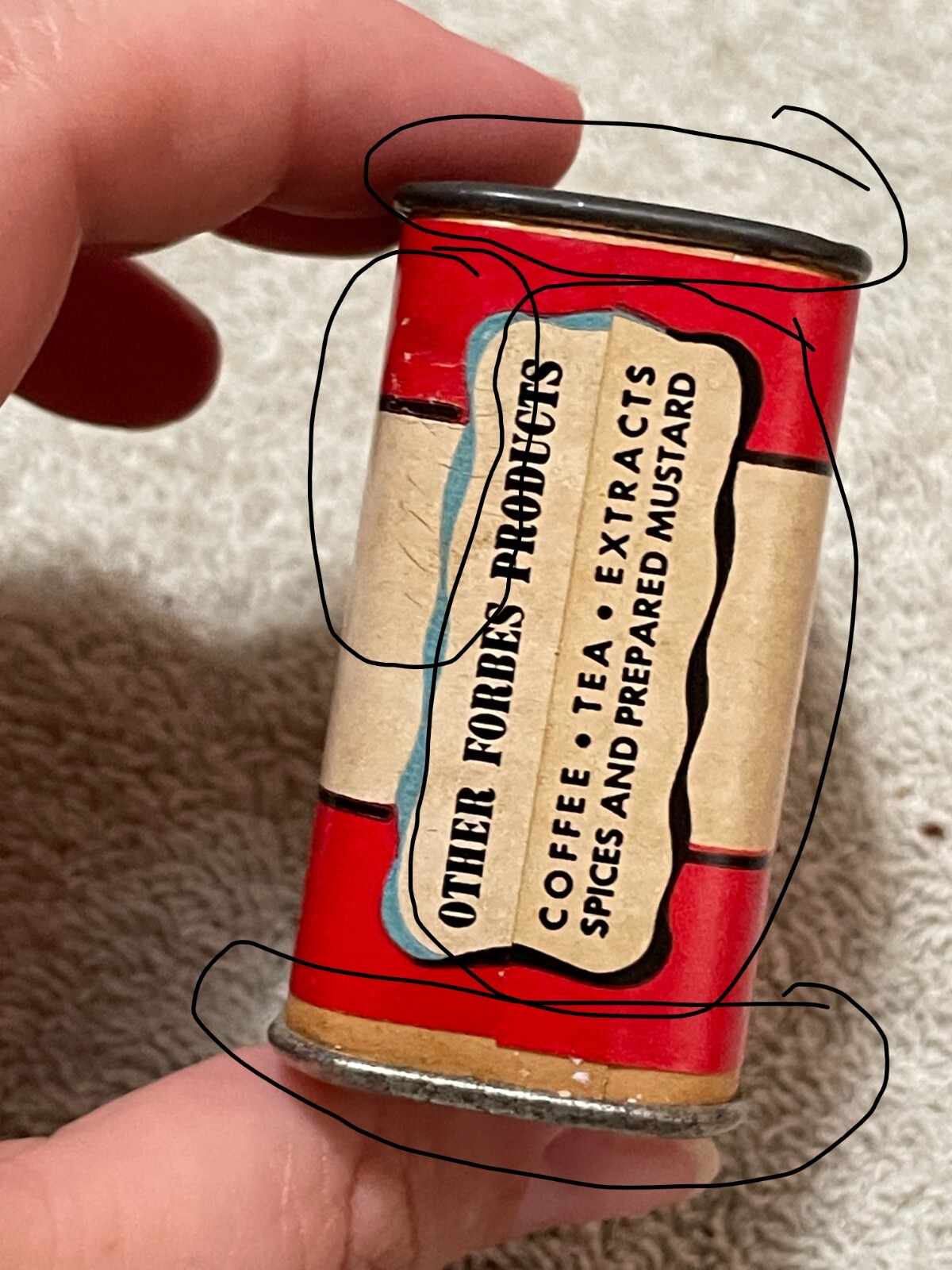 Forbes Cream of Tarter Pure Ground Paper Label Metal Spice Tin