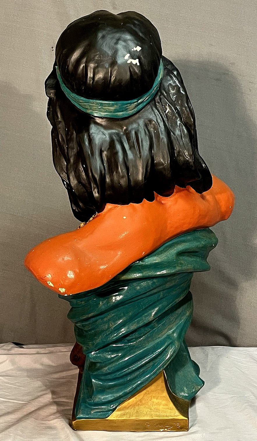 Vintage Large Hiawatha Chalkware Native American Cigar Store Bust – 26″ Tall