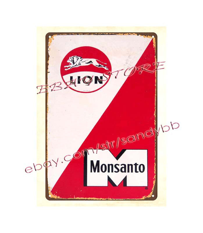 plaque wall decor living rooms Lion Monsanto Petroleum metal tin sign