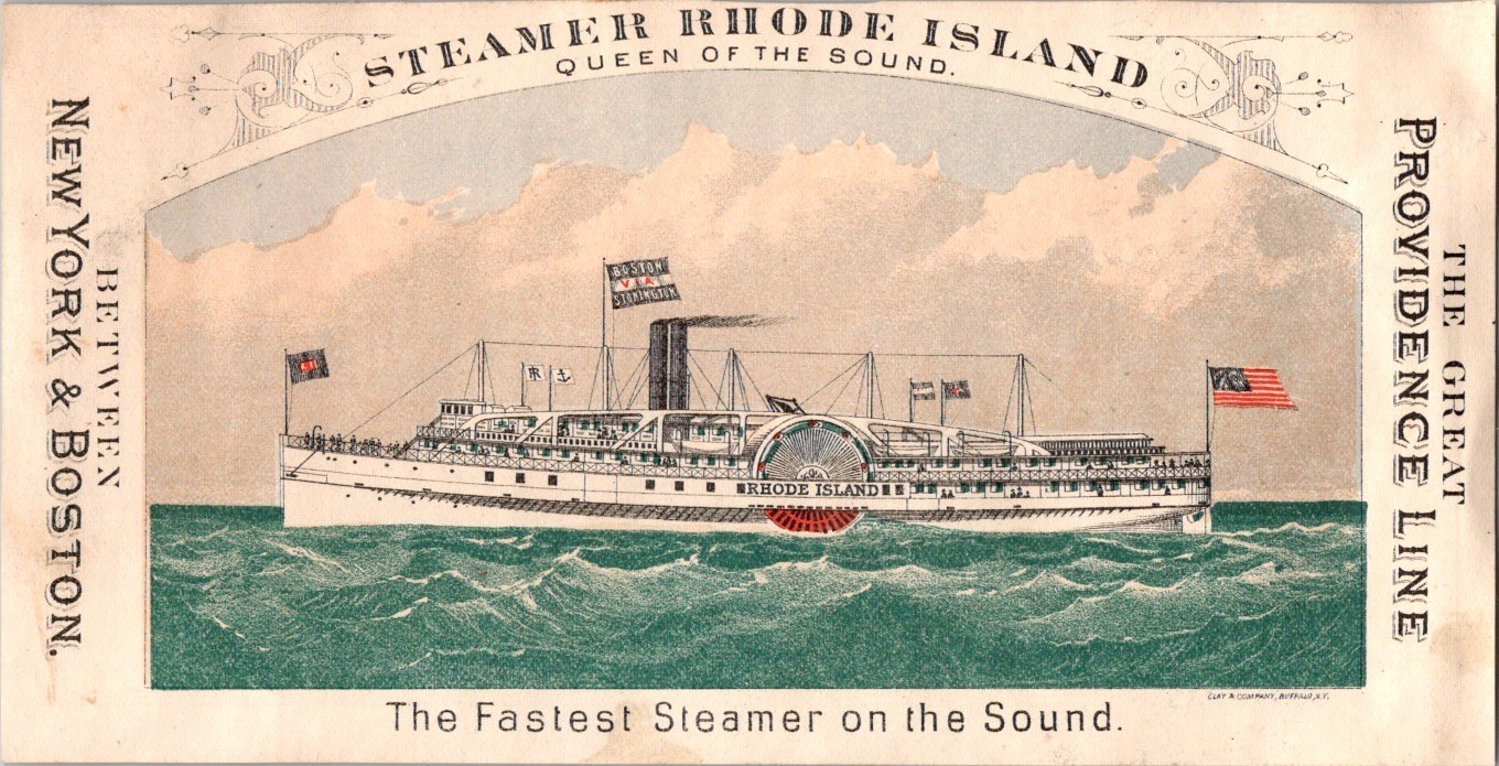 1870’S PALACE STEAMER RHODE ISLAND, NARRAGANSETT BAY CARD P108