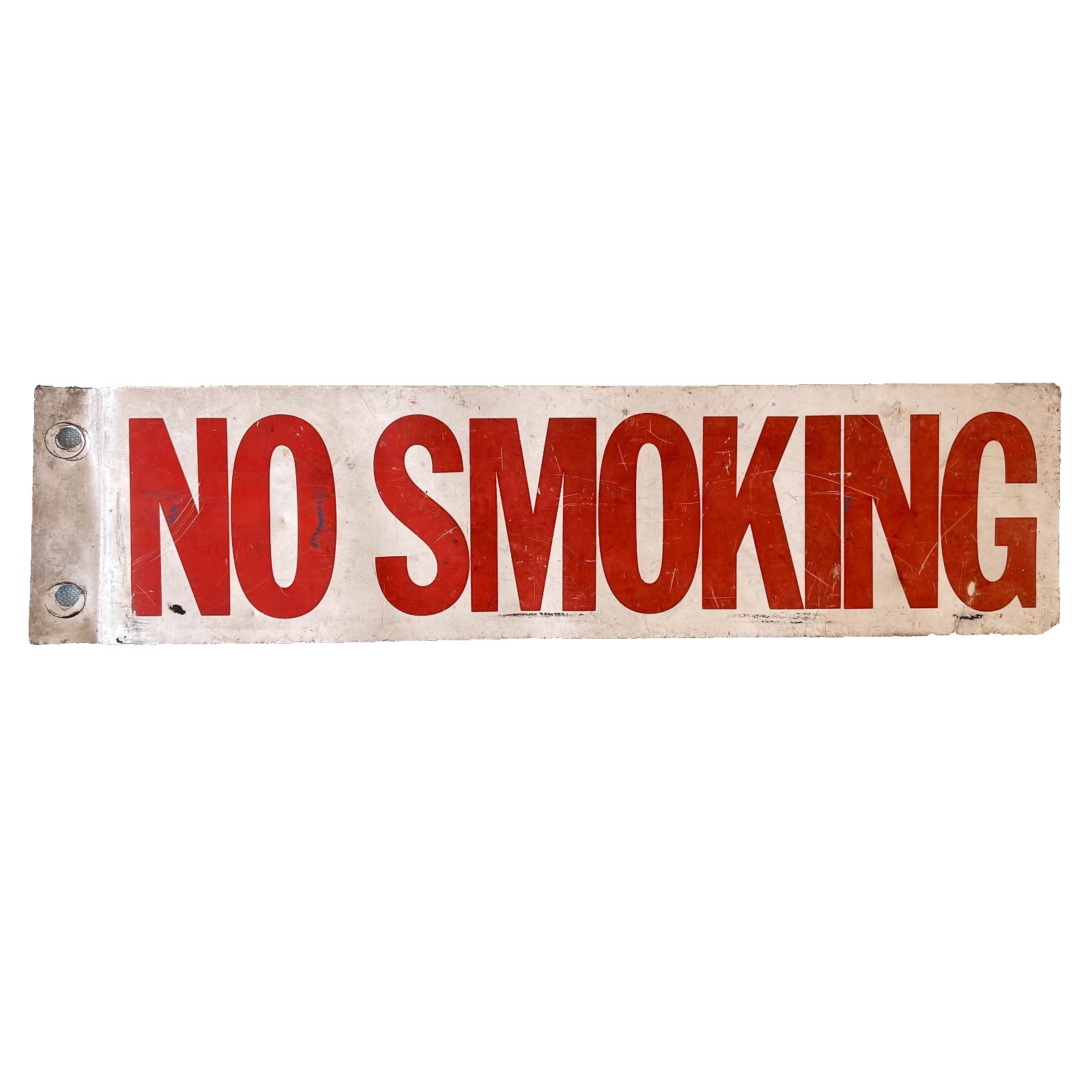 Vintage No Smoking Sign Wall Mount 4”x15” White Red Lettering Metal 90 Degree