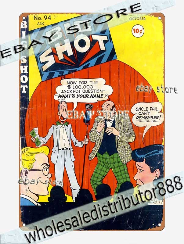 1940s Big Shot Comics Stage Show Cover Tin Sign unframed art