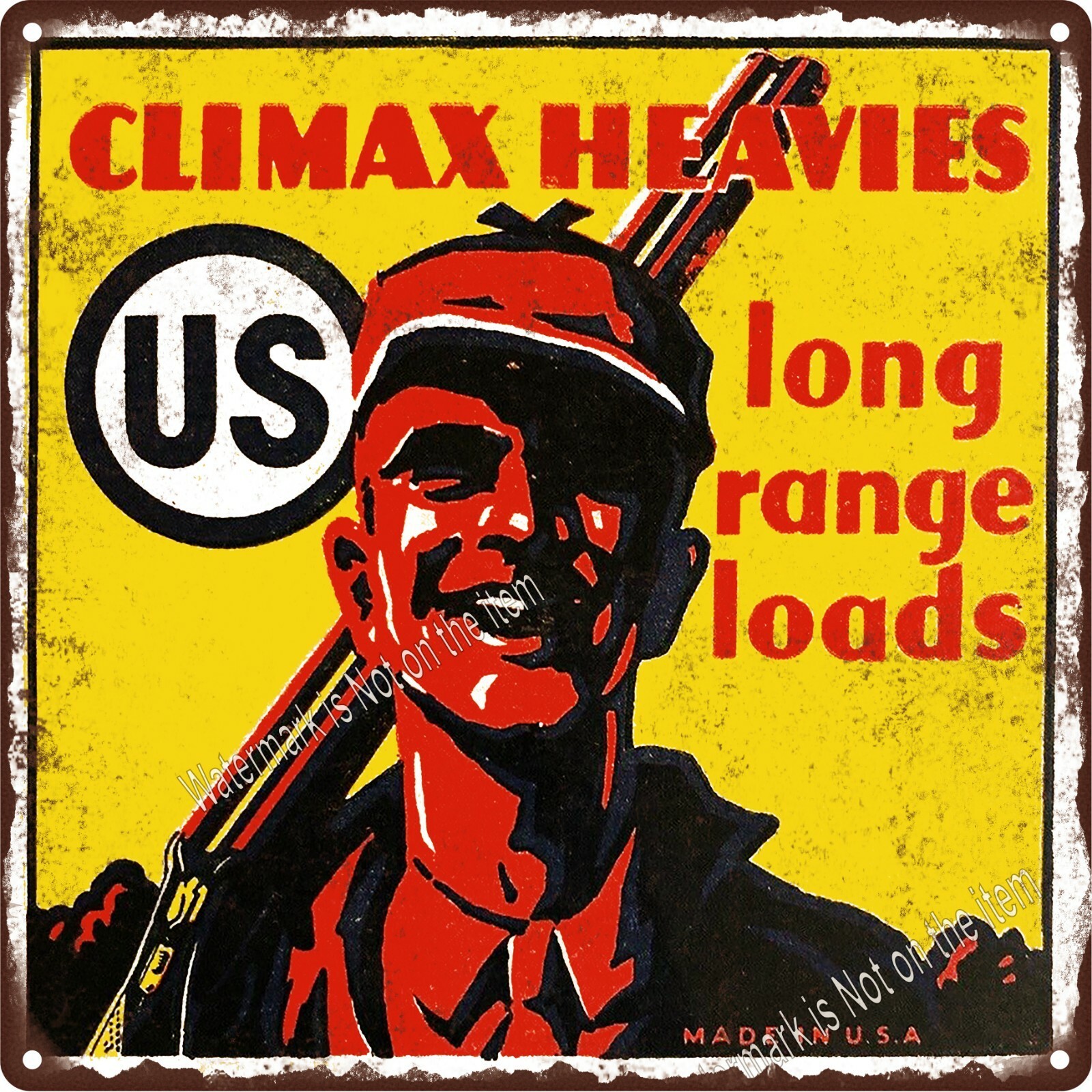 US Cartridge Co Happy Hunter Shotgun shell Long Range Metal Sign 12×12″ A167