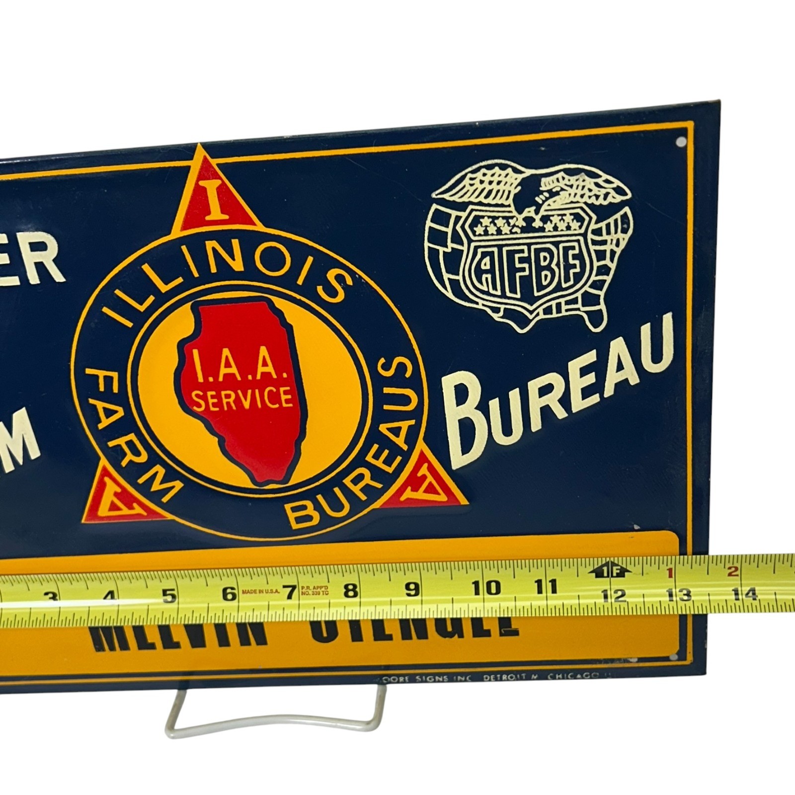 Illinois Farm Bureau Member Metal Sign I.A.A. AFBF Man Cave Melvin Stengel
