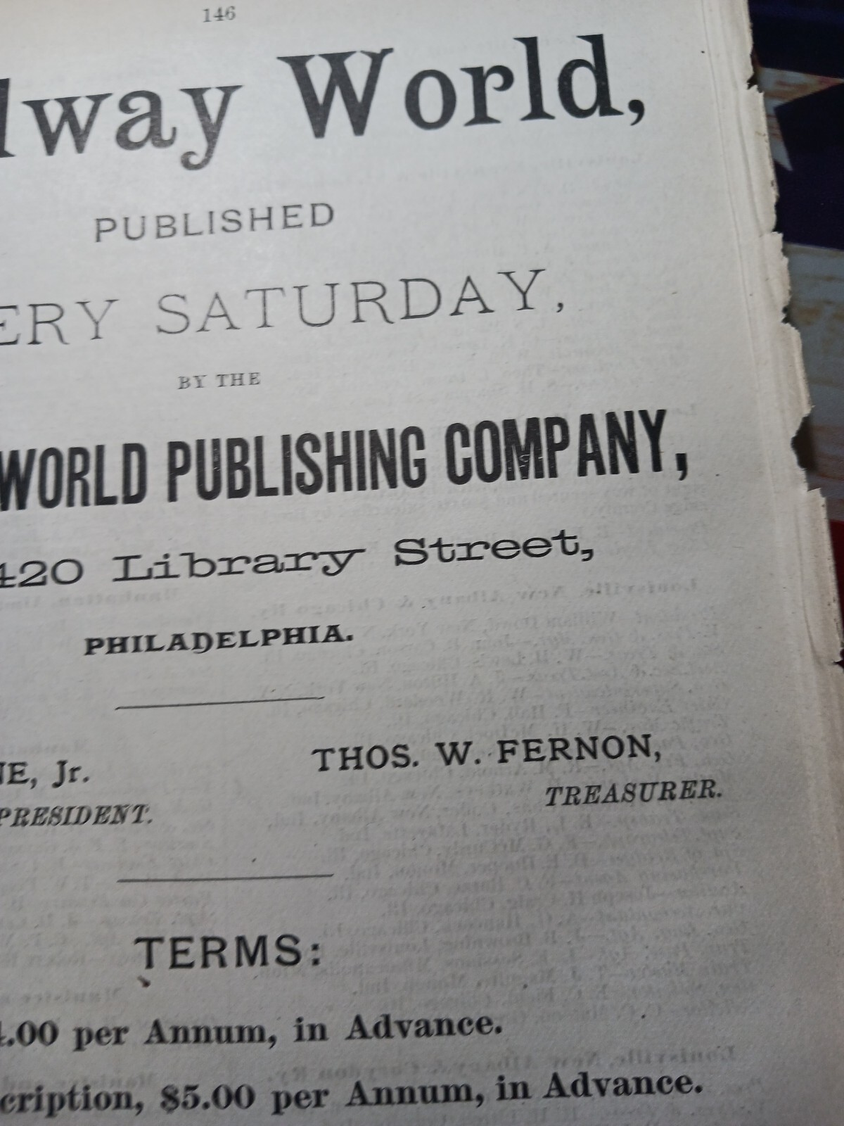 1889 Print Ad ~ RAILWAY WORLD PUBLISHING COMPANY weekly Railroad Paper Magazine