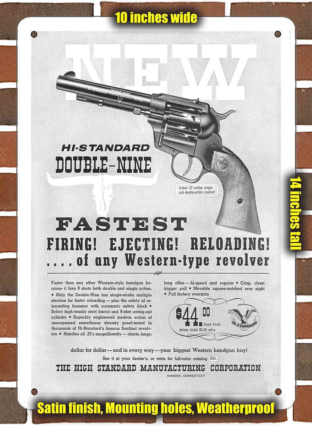 Metal Sign – 1959 Hi-Standard Double-Nine Pistols- 10×14 inches