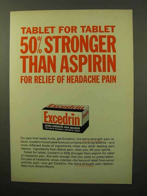 1964 Bristol-Myers Excedrin Ad – 50% Stronger