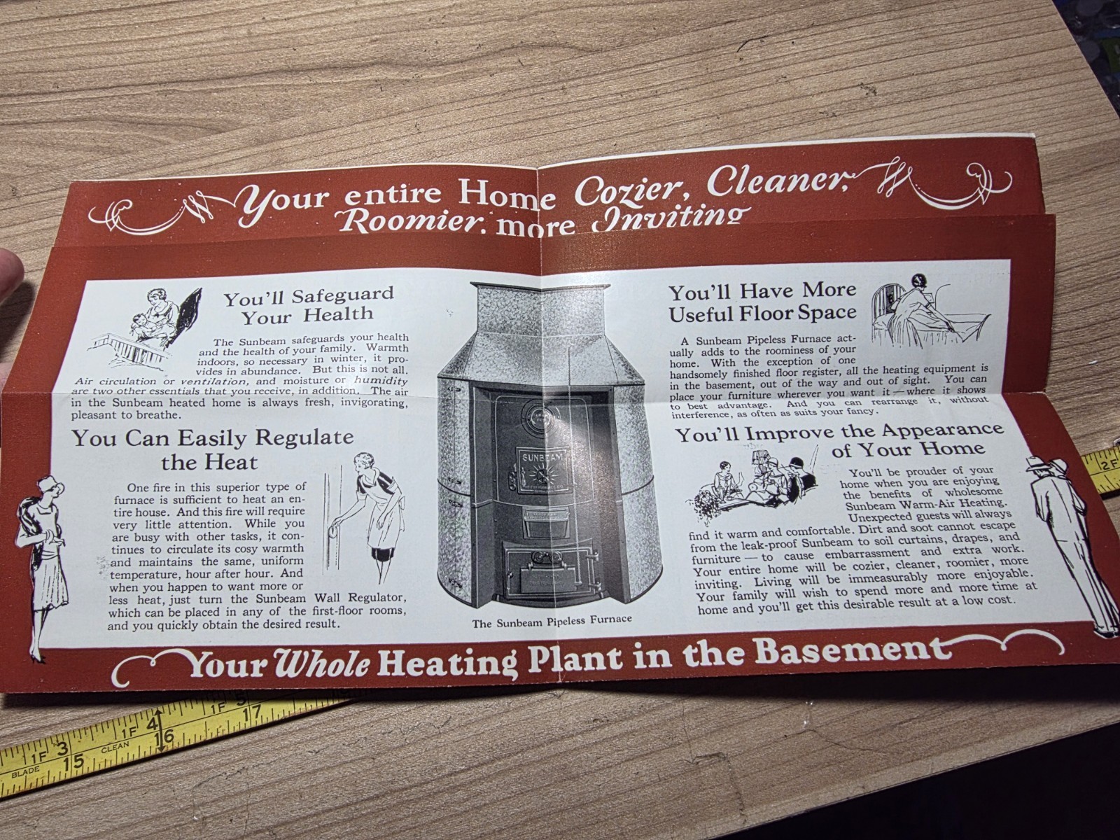 Vtg The Fox Furnace Co Elyria Ohio Sunbeam Warm Air Heating Advertising Brochure