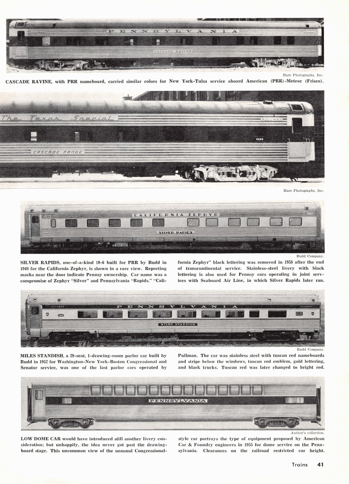 Pennsylvania Railroad Pssenger Pullman Cars Historic Sampling Mag Excerpt