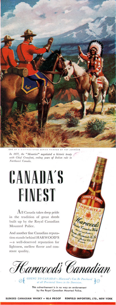 Royal Canadian Mounted Police MOUNTIES Harwood’s Canadian RAY JOHNSON 1949 Ad
