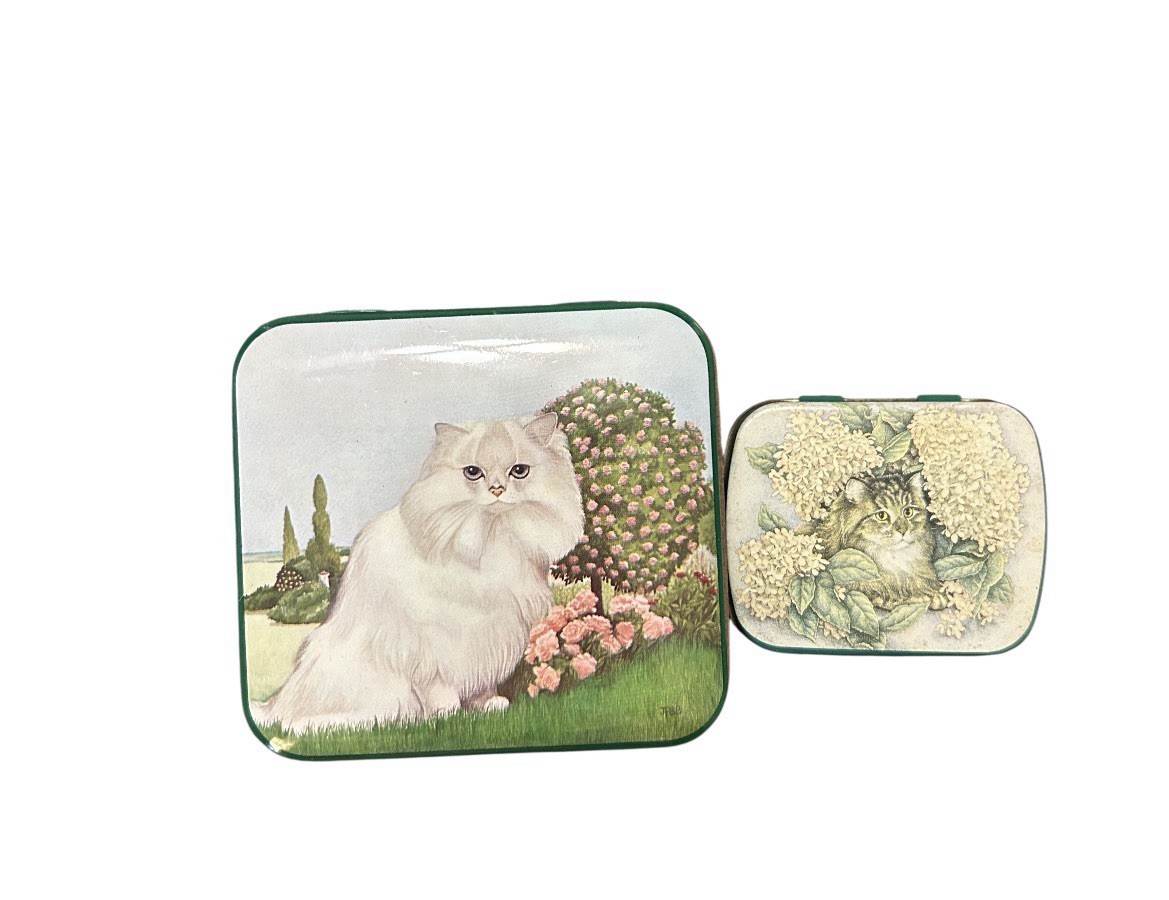Vintage Joan Freestone Cat Tin Lot A&C Bedford England Oliver 1988 Trinket Boxes