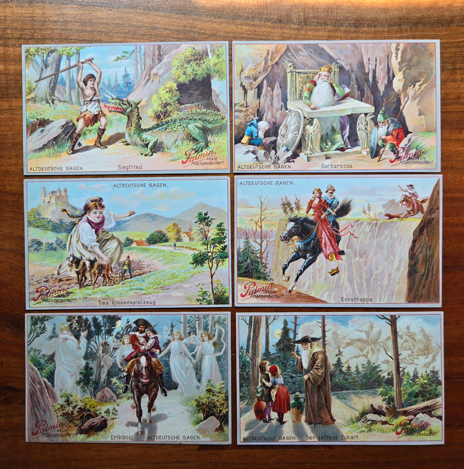 6 Rare German Trade Cards “Old German legends” Complete set: 6 scenes Dragon +
