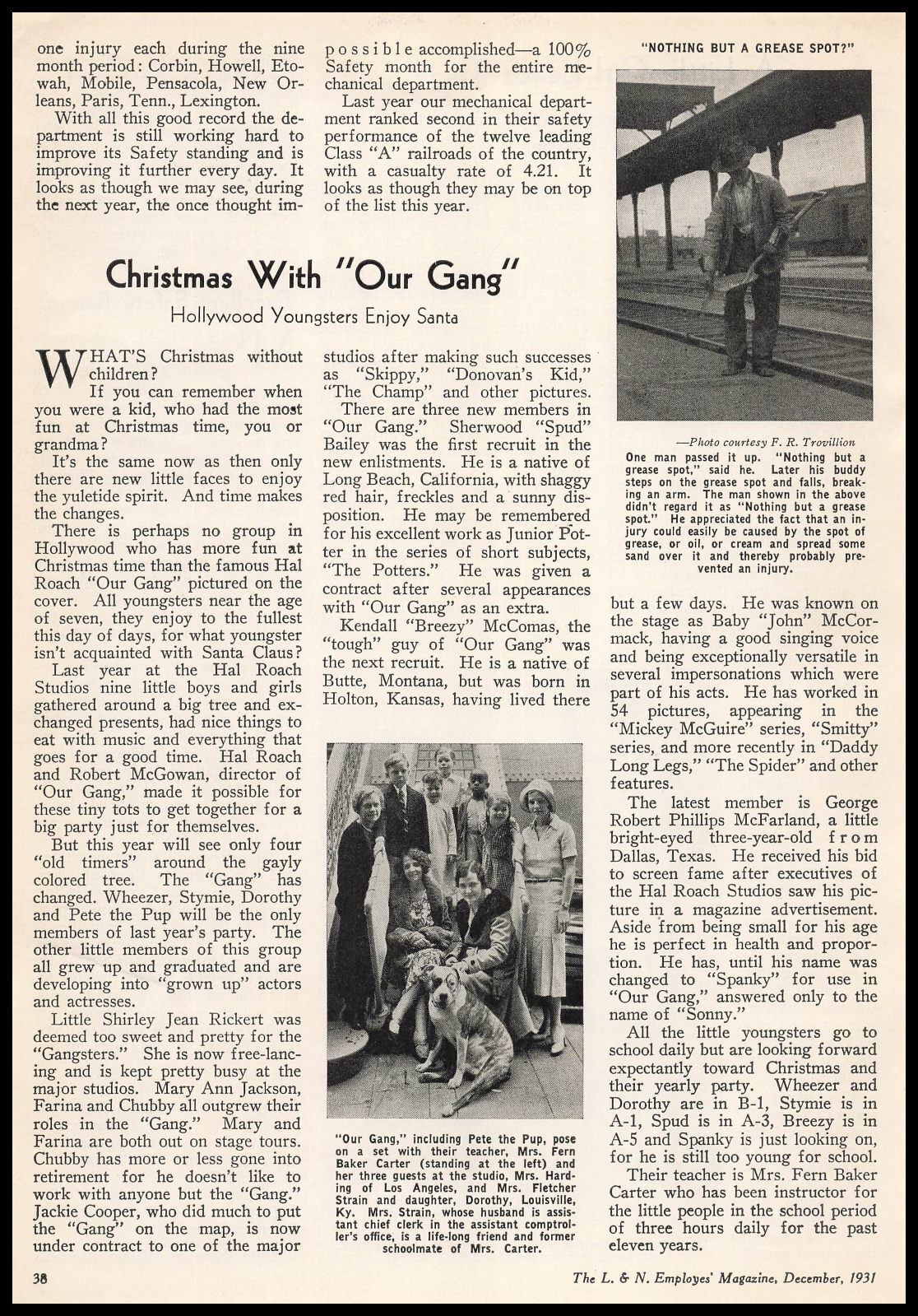 1931 Our Gang Little Rascals Christmas Photo Hal Roach Studios Article Print Ad