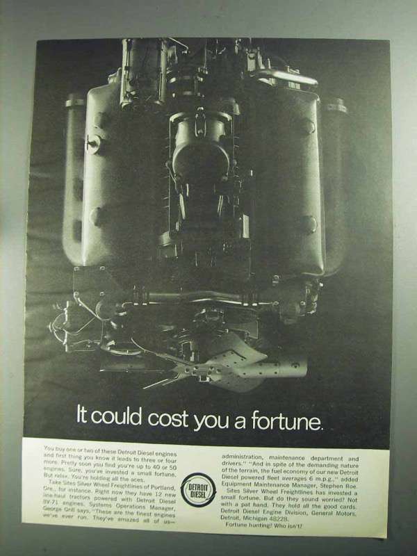 1968 GM Detroit Diesel 8V-71 Engine Ad – Cost Fortune