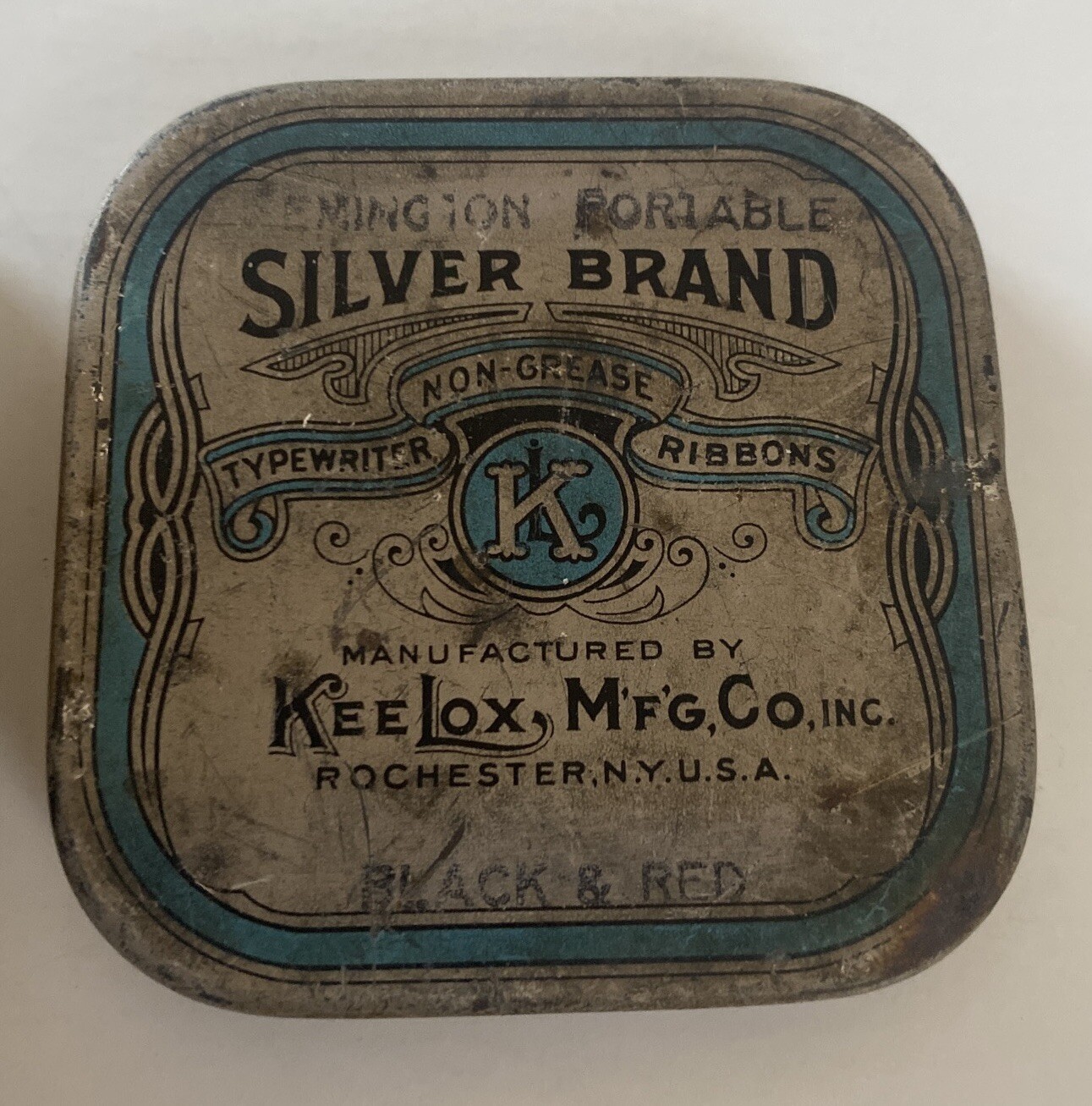 Vintage KeeLox Silver Brand Typewriter Ribbons Tin