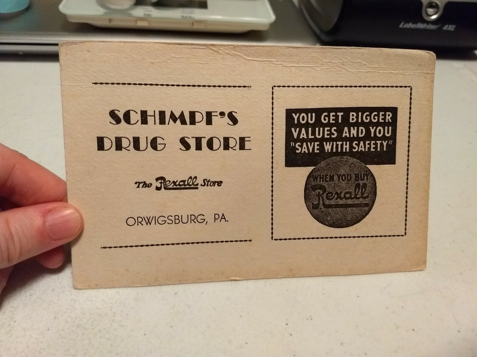 Vintage Schimpf’s Drug Store Rexall Orwigsburg PA Advertising Blotter Ephemera