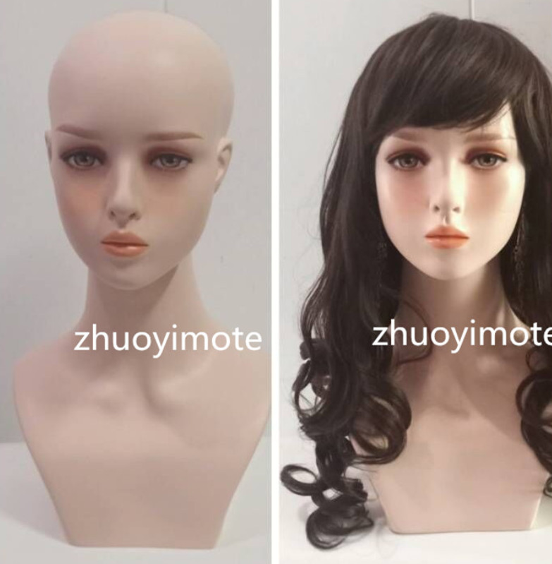Latest Reality Fiberglass Beautiful Girl Mannequin Head Display Hat/Wig