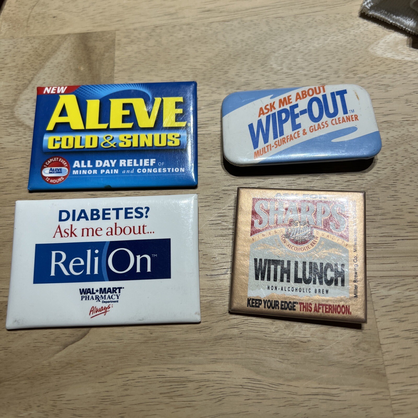 Lot Of 4 Vintage advertising Pins Buttons. Lot 22