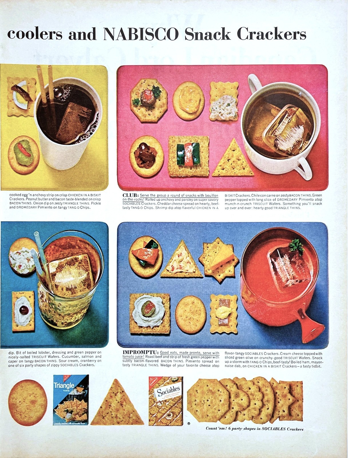 Nabisco Snack Crackers Summer Party Triscuit Sociables 1964 Vintage Mag Print Ad
