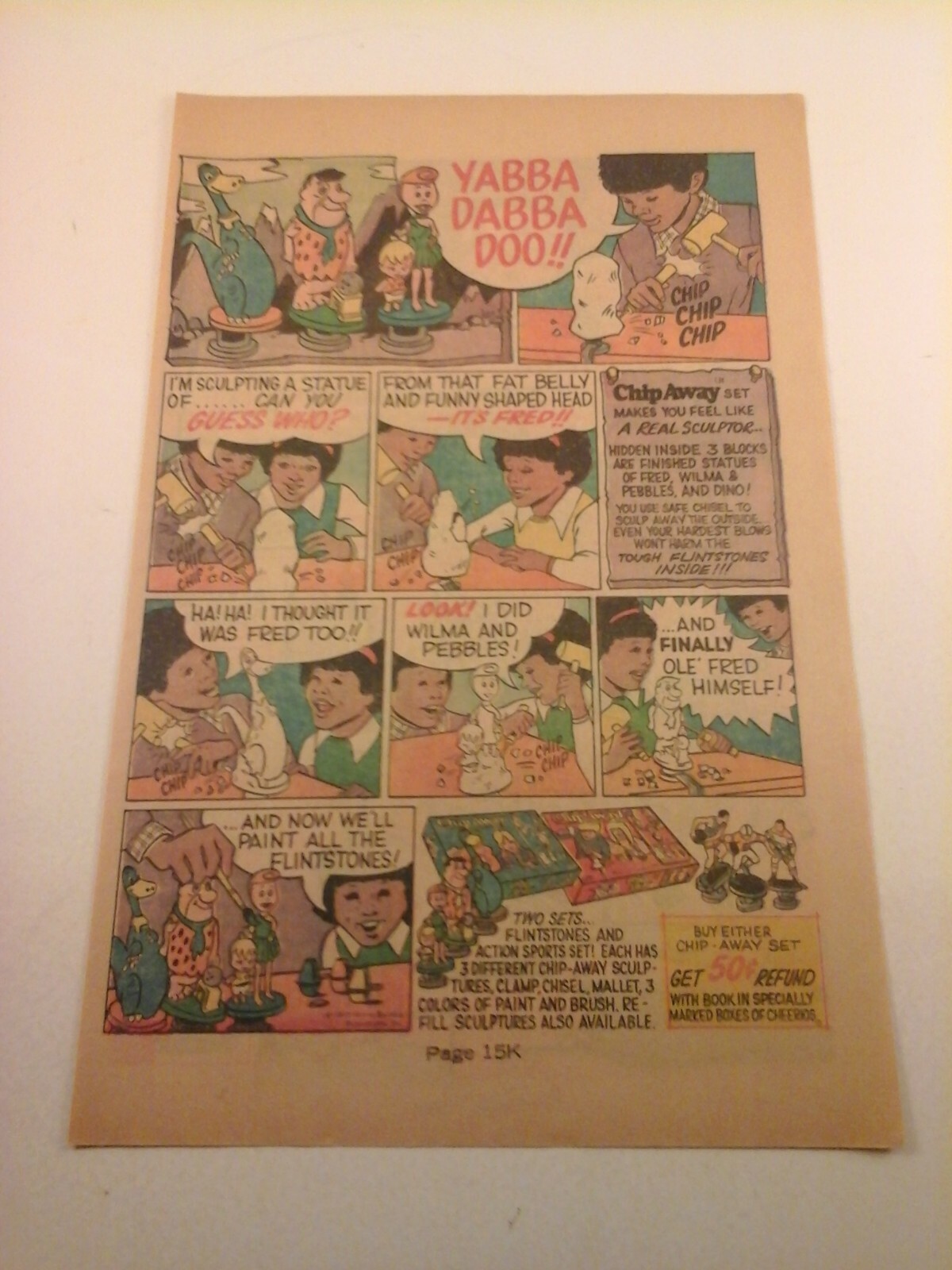 Vtg 1973 Toy Print Ad KENNER, CHIP AWAY SCULPTOR SET – FLINTSTONES