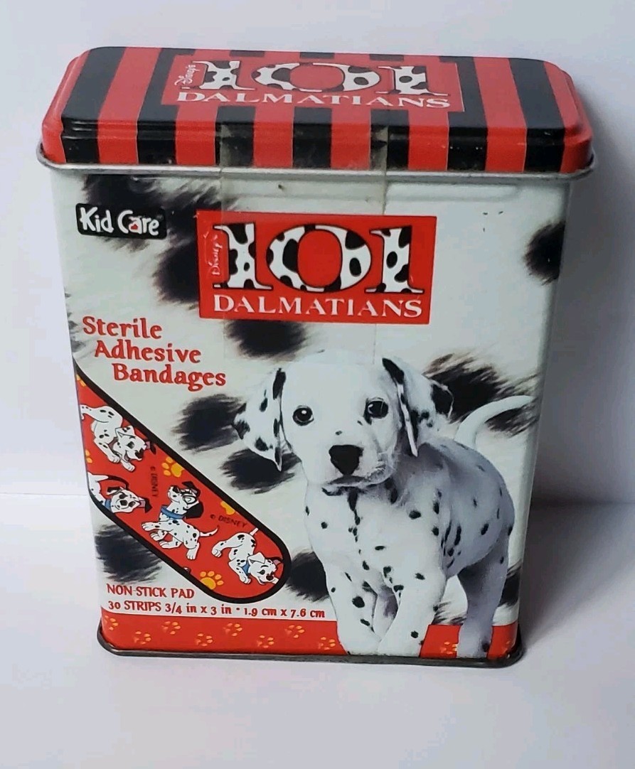 Vintage Disney 101 Dalmatians Bandages Tin Kid Care Band-Aids SEALED