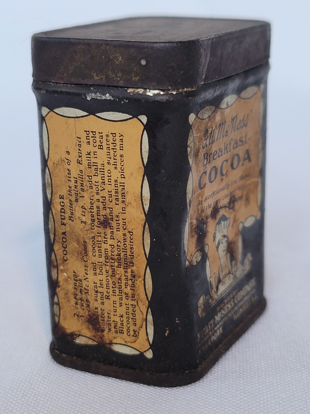 Vintage McNess Breakfast Cocoa Sample Tin Antique Advertising