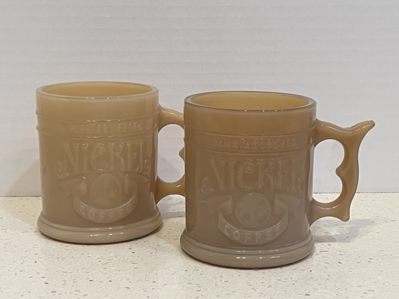 Lot Of 2 Vintage 1983 Whataburger Buffalo Nickel Butterscotch Coffee Mugs