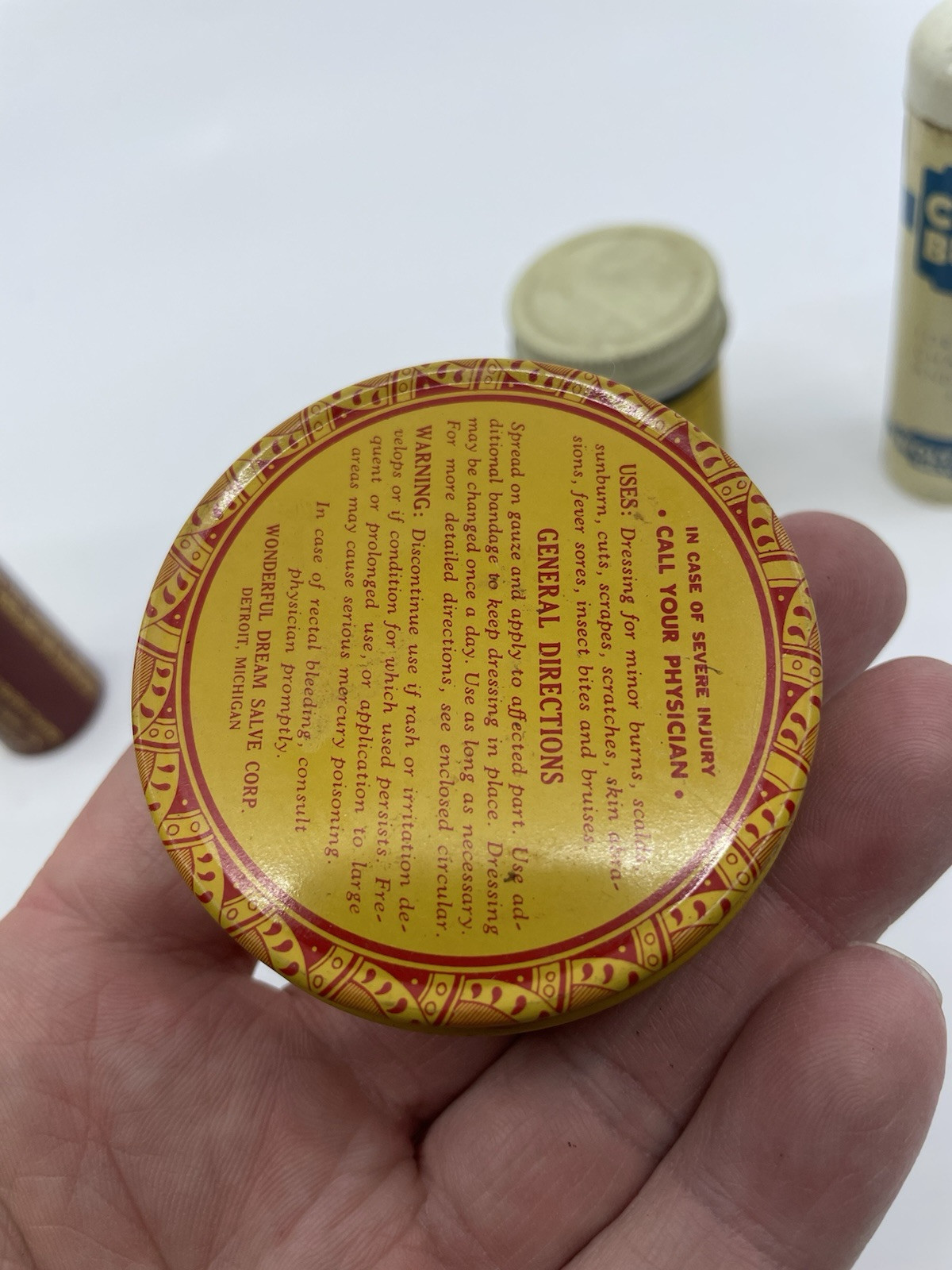 Vintage Lot Of 6 Assorted Advertising Tins Medicine, Household, Personal Care