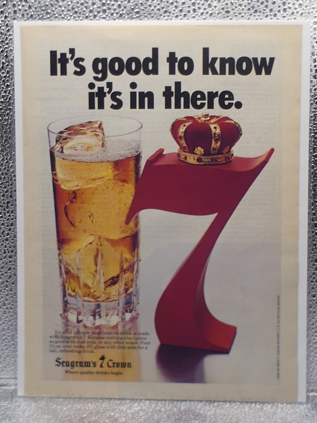 VTG Seagram’s 7 Seven Crown Whiskey Spirits 1978 Print Advertising Full Page Ad