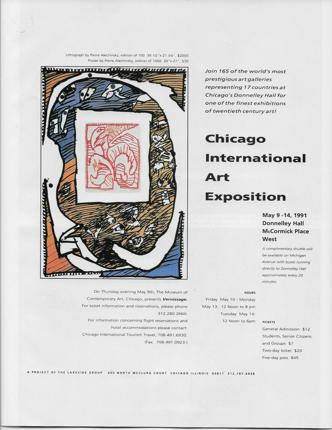 1991 Pierre Alechinsky Chicago Expo Lithograph Art Gallery Original Print Ad