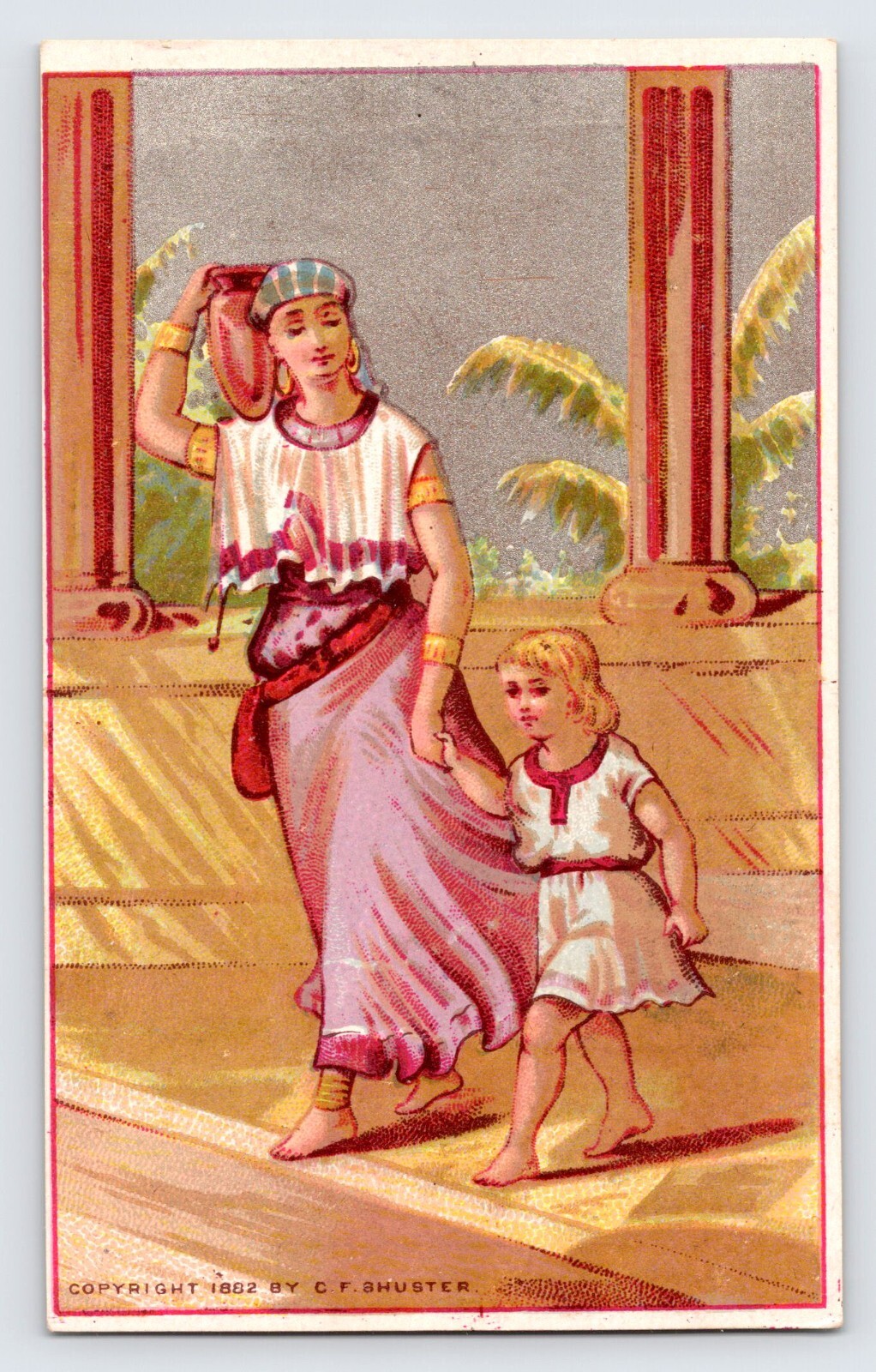 Osborne House Inn Hotel, C.F. Shuster Victorian Trade Card Women Child T2