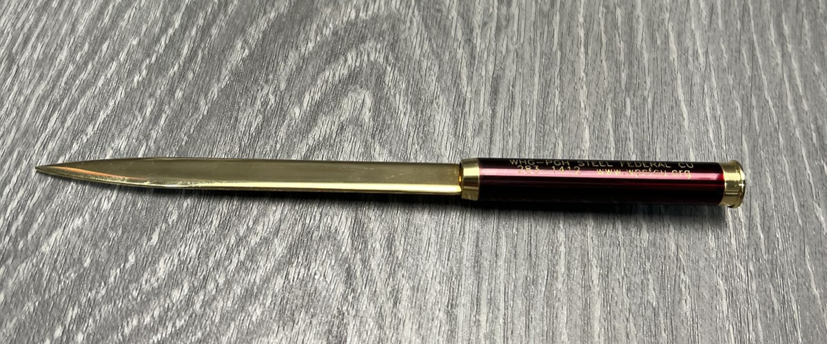 Vintage West Pgh Steel Federal Credit Union Promotional Gold Tone Letter Opener