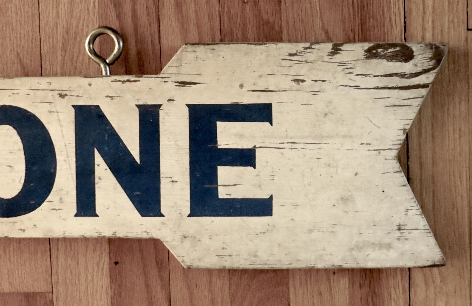 Vintage Hand Made 4′ Wood Arrow Sign Says “Telephone” / 2 Sided / Ready to Hang