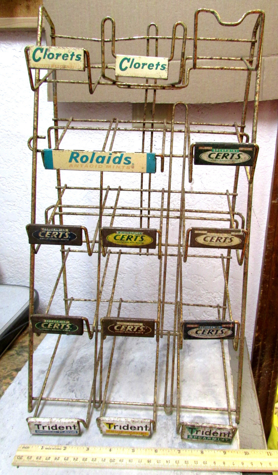 vintage wire store display for Certs, Rolaids, Clorets & Trident gum great decor