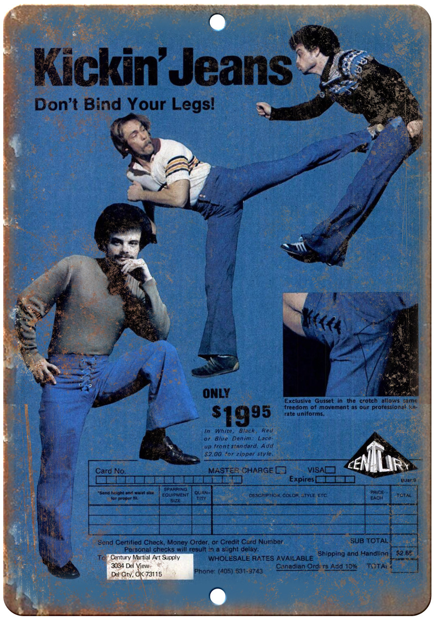 Kickin Jeans Karate Century Martial Arts 12″ x 9″ Reproduction Metal Sign X66