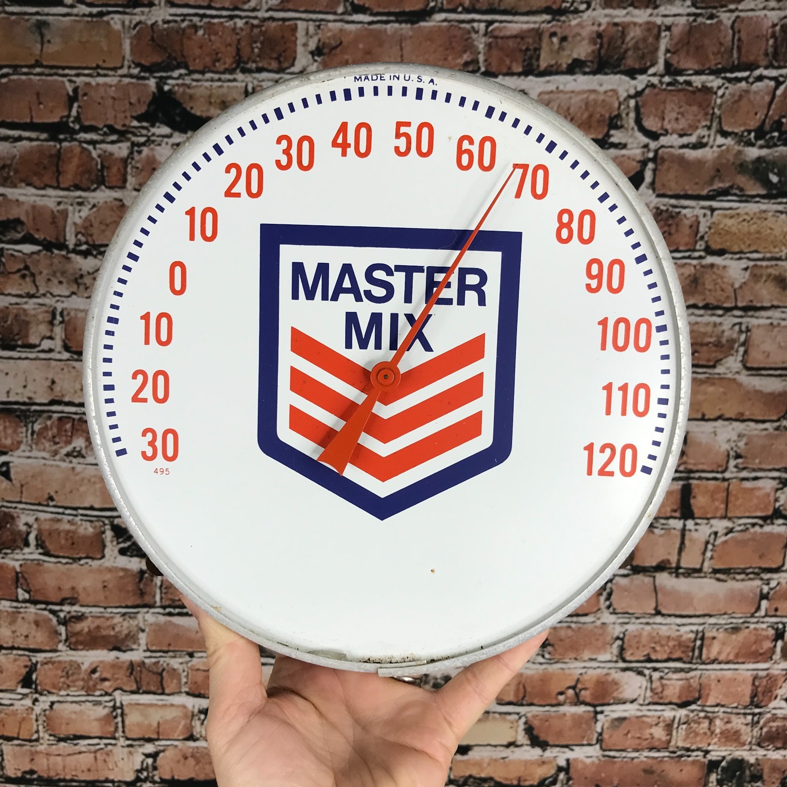 Vintage Master Mix 10″ Diameter Advertising Thermometer (NO GLASS) Working