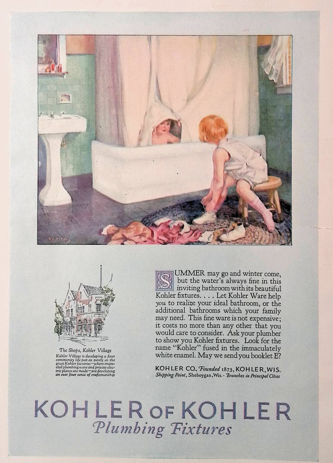 1925 Print Ad Kohler of Kohler Plumbing Fixtures Bathroom Good Housekeeping Dec