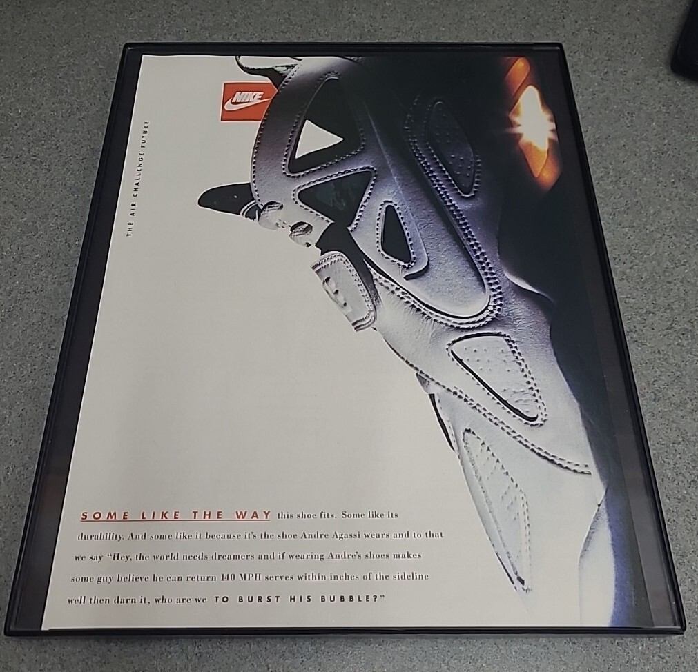 Nike Air Carnivore Andre Agassi 1993 Print Ad Framed 8.5×11 Wall Art Decor