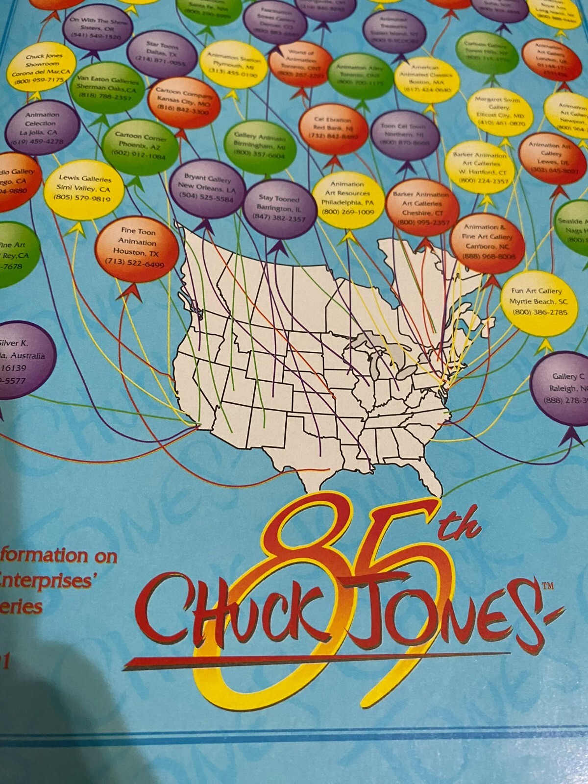 CHUCK JONES 1997 ad 85th Birthday, Bugs Bunny, Pepé Le Pew, Marvin the Martian