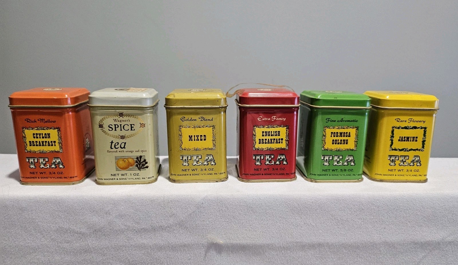 Lot of 6 Vintage John Wagner & Sons Tea Tins Multicolors